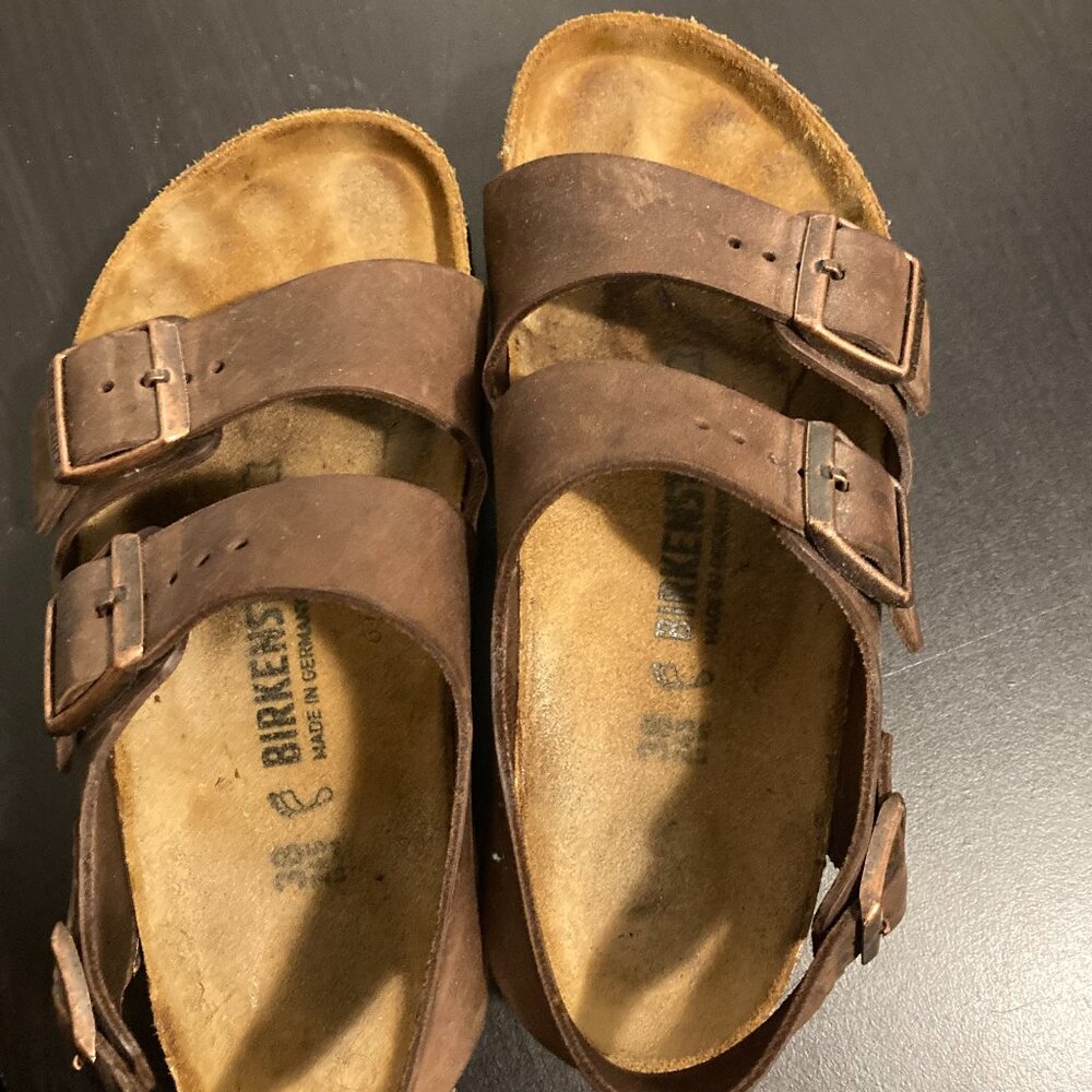 Birkenstock Milano Habana Brown Leather Sandals Size 38